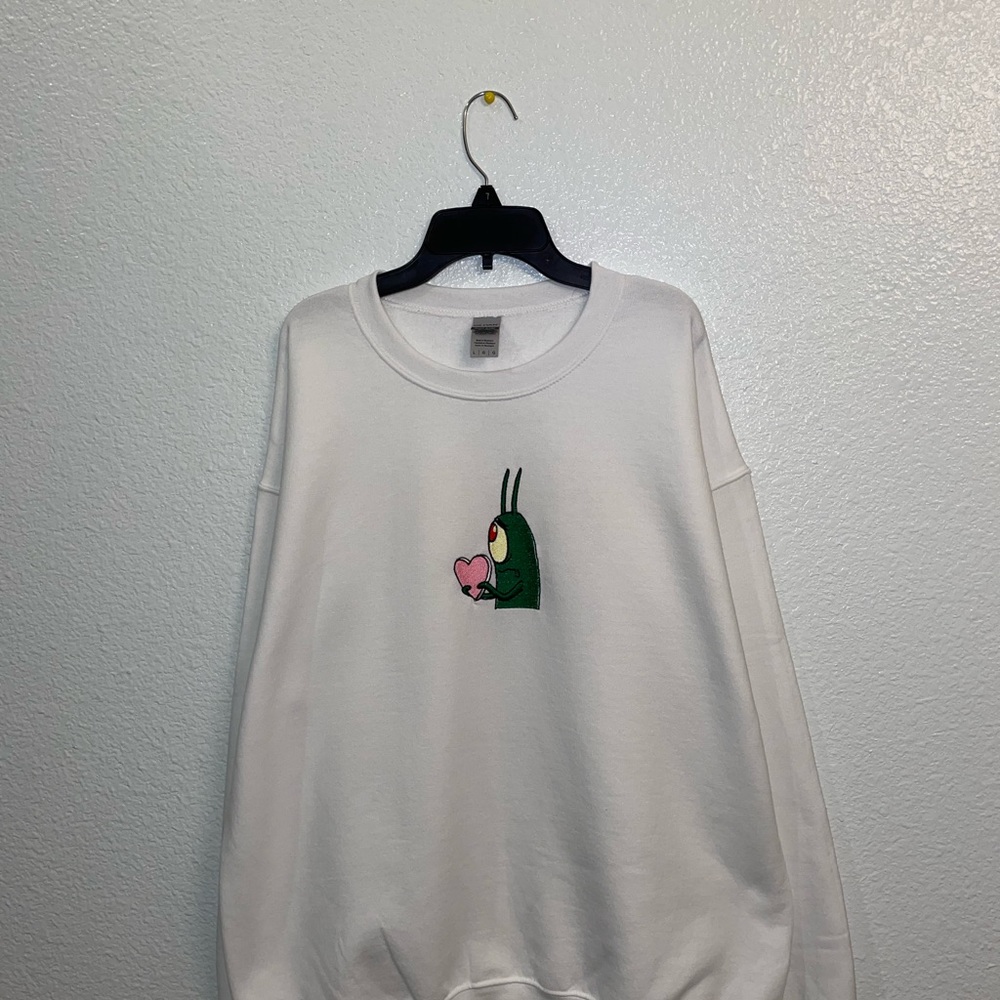 Plankton Heart Valentine White Sweatshirt - Picture 5 of 7